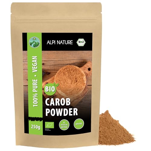 Alpi Nature - Alpi Nature Organic Carob Powder 250g 8.8 oz, Dried and Ground Carob Pods, Natural Sweetener for Baking
