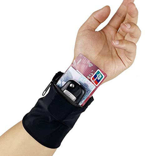 Image of boshiho Unisex Zippered Wristband Pouch Runner's Wrist Pocket Reversible Wrist Wallet