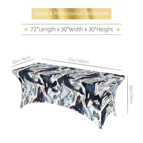 Housse de table extensible 1,8m EdWal en élasthanne imprimé épaulard