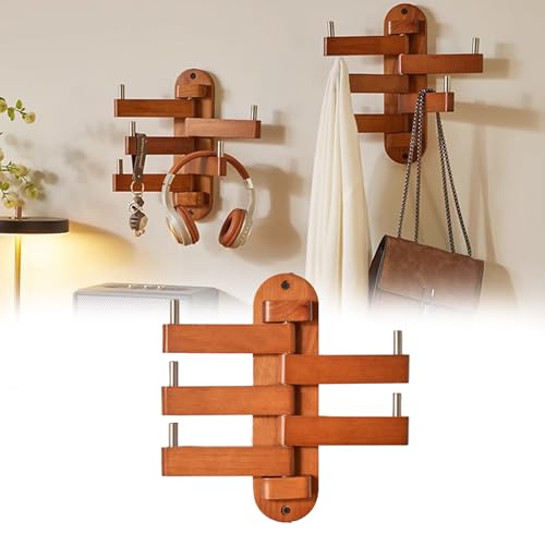 Perchero De Pared, Perchero De Madera Vintage Perchero De Pared Perchero De Madera Con 5 Ganchos Giratorios Para Abrigos Bufandas Bolsos Sombreros Llaves Ahorro De Espacio