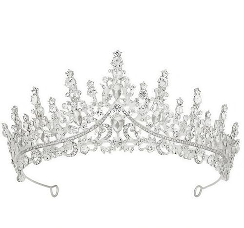 Heanvmyss Coroa de princesa, tiara de casamento noiva, coroa de cristal tiara, coroa de casamento, tiaras de prata, tiara de noiva, coroa rainha, coroa de diamantes de imitação para festas