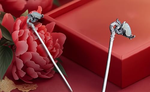 Épingle à cheveux argent 925 fleur style chinois d'exception