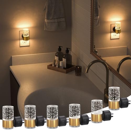 Image of NIORSUN Night Light Plug into Wall, Dimmable Nights Lights with 3 CCT & 5 Brightness Levels, Slim Acrylic Plug in Night Light, Auto Dusk to Dawn Sensor for Stairs, Hallway, Bathroom(6 Pack, Gold)