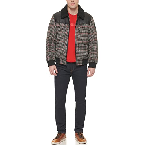 Image of Tommy Hilfiger Mens Mixed Media Wool Blend Sherpa Collar Bomber