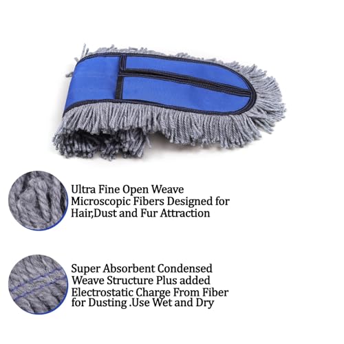 Livronic Wet & Dry Mop Refills for 18-Inch Mop (2 Pcs Only)– Super Absorbent Cotton/Microfiber/Viscose Replacement Pads, Washable & Reusable Floor Cleaning Refills for All Surfaces (Pack of 1)