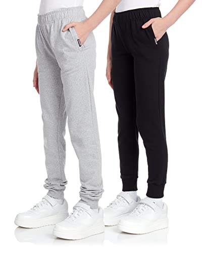 RBX Girls Sweatpants - 2 Pack Soft Athletic Fleece Girls Joggers - Active Kids Sweatpants with Pockets & Elastic Waist (4-16)