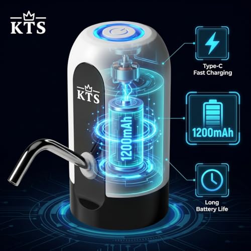 Image of Konquer TimeS 4th Generation Automatic Wireless Water Can Dispenser Pump for 20 Litre Bottle | New Robust Motor Technology | with Type-C Fast Charging | 1200mAh Rechargeable Battery