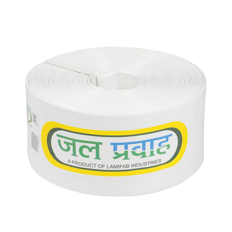 Lamifab Jal Pravah 3.5 Inch HDPE Lapeta Pipe 60 Meter with Repair Kit | Durable UV Resistant Lay Flat Tube | Lightweight High Pressure Agricultural Water Pipe | 0.32 mm Thick