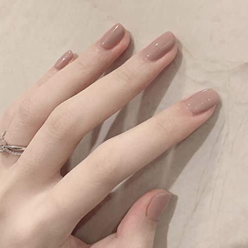 Yizaca Glossy Press On Nails Nude Short Square Fake Nails Full Cover Acrylic False Nail For Women And Girls(24Pcs) (Set H) #TOP27