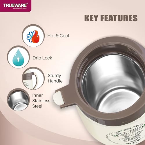 Image of Trueware Aqua Jug Insulated Flask - 750 Ml | Insulated Tea Pot Kettle Inner Steel Outer Plastic | Hot & Cold | Food Grade Plastic | Lightweight BPA-Free | Wide Mouth Design | Ideal for Office, Travel