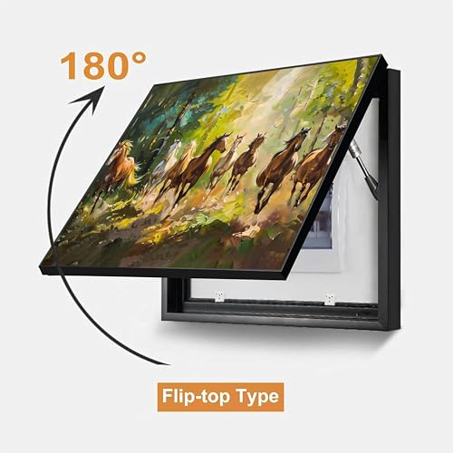 Image of Electric MCB Box Cover Frame With Hydraulic Decorative Painting White 8 Running Horse Painting Electrical Panel box Cover, Switch Box Frame Will Fit Max 10x14 inch Switch Board, Outer Size 13X17 Inch