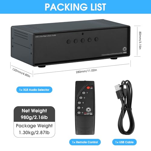 Douk Audio 5-Port XLR Balanced Switch 1(5)-IN-5(1)-Out Audio Switcher Box Splitter (5-IN-1-OUT), Black - Image 4