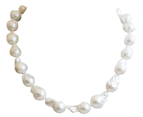 Collana con Perle Barocche d’Acqua Dolce e Chiusura in Argento 925 - Collana Elegante da Donna con Perle - Gioiello Raffinato su Cordone di Seta