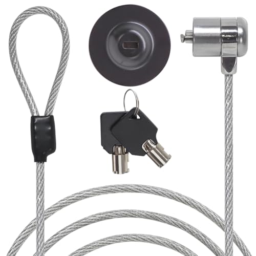 Waytex Antivol PC Système Complet avec Câble de Haute Sécurité Verrouillable à Clé et Plaque d’Ancrage Adhésive pour Ordinateur Portable, PC,...