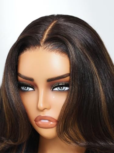 Image of Beauty Forever Pre Everything Black to Chestnut Brown Yaki Loose Wave 13x4 Lace Front Human Hair Wig Pre Plucked Pre Cut Glueless Drawstring Wig Wear and Go Wig Beginner Friendly 150% Density 22inch