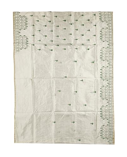 Image of SHRISTI CLOTHINGS Women's Hand Embroidered Cotton Silk Kantha Stitch Saree with Blouse Piece (SB420324 TWD81)