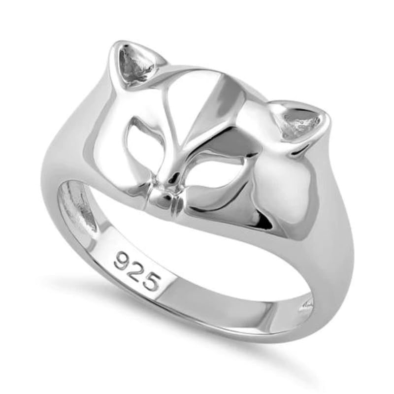 Bague chat argent anti irritation avec anneau empilable confortable pour peau sensible