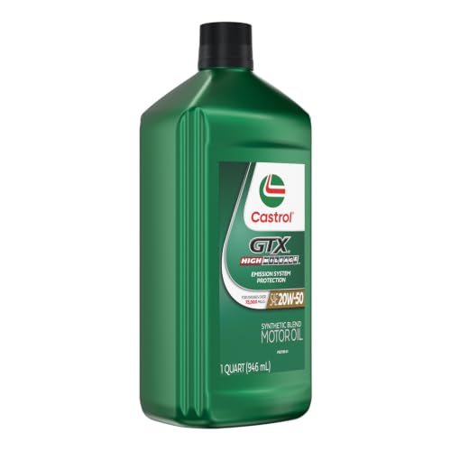 Image of Castrol GTX High Mileage 20W-50 Synthetic Blend Motor Oil, 1 Qt, Pack of 6