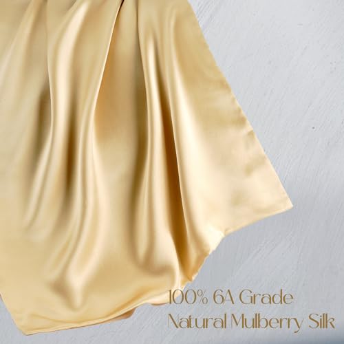 ZIMASILK 100% Pure Mulberry Silk Pillowcase for Hair and Skin Health,Soft and Smooth,Both Sides Premium Grade 6A Silk,600 Thread Count,with Hidden Zipper,1pc(Toddler 13''x18'',Champagne)