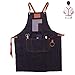 LIBAIJIAA Mandiles De Cocina Mandil Camarero, Negro Original Vaquero Delantal Hombre Mujer Barbacoa Mandil Peluqueria Profesional Pintura Adulto Delantales Regalos para Masterchef Personalizado, 78