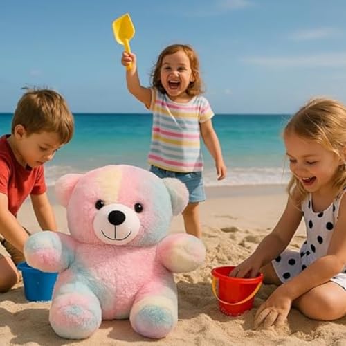 Image of Super Soft Rainbow Teddy Bear Stuffed Toy Fluffy Multicolor Plush Doll with Cute Expression Ideal Gift for Children Toddlers Decoration Playtime Buddy Plush Collectors(30 CM)