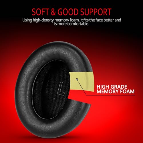Almohadillas de repuesto para audífonos Bose QuietComfort Ultra, cuero de proteína suave, espuma de alta densidad, aislamiento de ruido, fácil instalación, almohadillas de repuesto Bose QC Ultra, negro miniatura 2