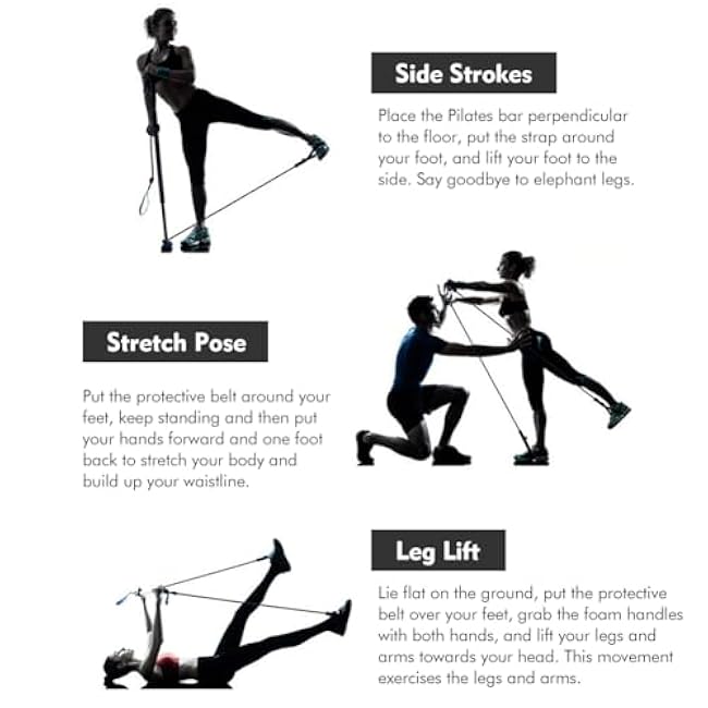 Pilates Bar Kit with Resistance Bands,Multifunctional Pilatess Bar,Stretched Fusions Toning Bar,Pilates Sculpt Bar,Home Gym Equipment for Women & Men Home Gym Pilates Yoga