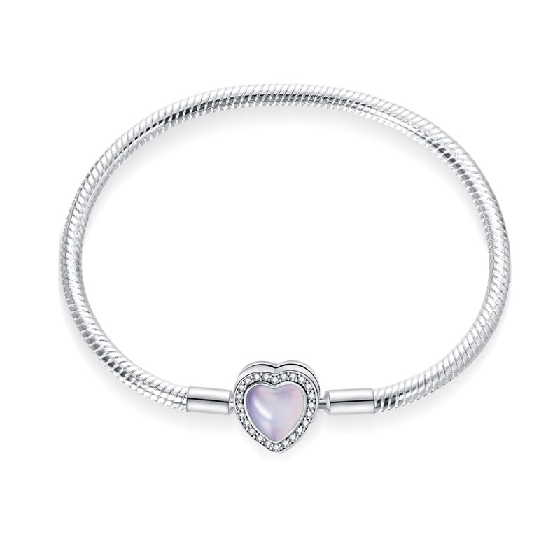 TINSLO Damen Armband 925 Sterling Silber, Armbänder mit Herz Verschluss Moments Schlangen Gliederarmband Armkette Valentinstag Muttertag Geburtstags Weihnachten Geschenk für Frauen Freundin Mama