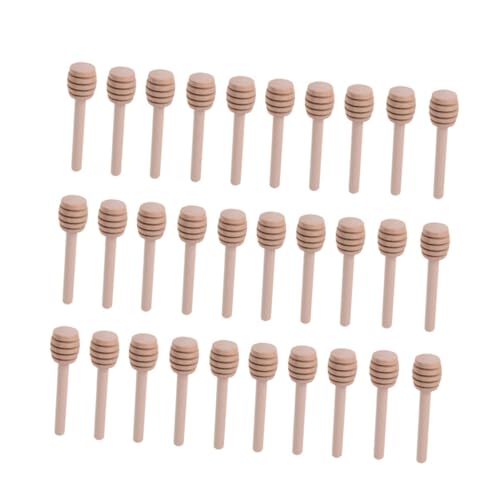 NAMOARLY 30pcs Wooden Honey Stick Mini Honey Dippers Honey Stir Sticks Syrup Dipper Stick Honey Dippers Bulk Honey Stick Spoon Honey Spoons Honeycomb Stick Mini Honey Sticks Mini Jam