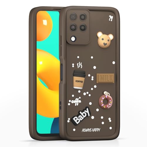 Image of Bintage Ball Bear| Donut| Milk Cake| Baby| Coffee Rubber Case Full Body & Camera Protection Back Cover Compatible for Samsung Galaxy A22 4G - Brown