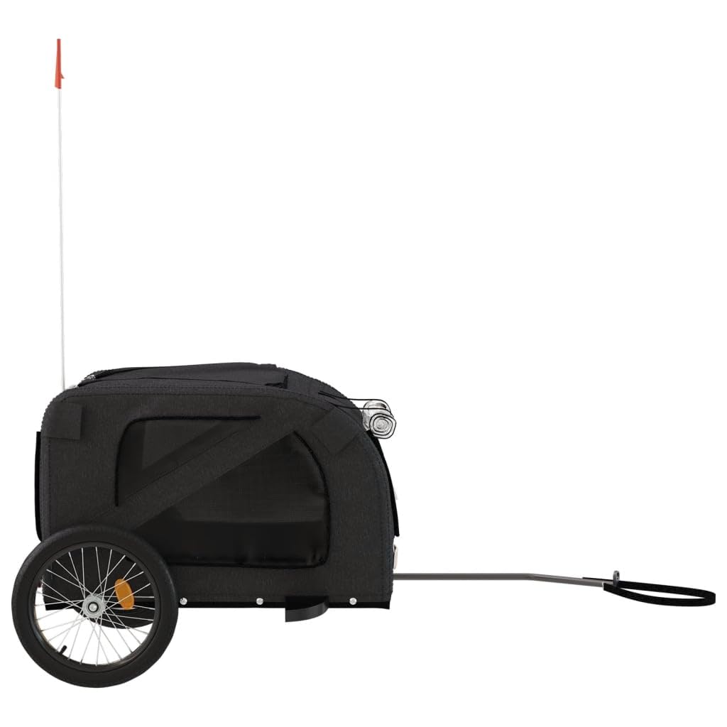 Przyczepa rowerowa dla psów z żelazną ramą i tkaniną Oxford, przyczepka dla psów z dachem PCW, nośność 45 kg, czarna