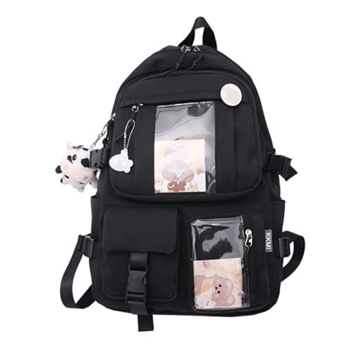 SHIDAI Kawaii Girl Backpack Cute Backpack Cute Aesthetic Backpack for School (Black,ONE SIZE) (DRF-1287)