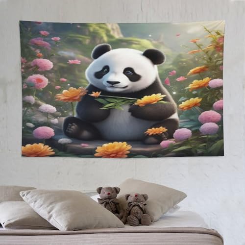 Tapisserie Panda avec impression 3D relief et grand format 150x230cm