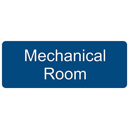 ComplianceSigns.com Mechanical Room Engraved Sign for Wayfinding, 8x3 in. White on Blue Plastic