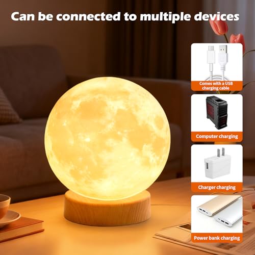 2 Pack 3D Moon Lamp LED Night Light, Remote Control 16-Colorful RGB, Globe Cute Lamp Bedroom Home Office Decor, Romantic Table Lamp Gifts for Christmas Birthday Girls Boys Women