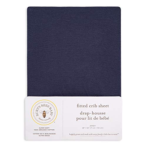 Burt's Bees Child - Fitted Crib Sheet, Boys Stable Coloration, 100% Natural Cotton Crib Sheet for Commonplace Crib and Toddler Mattresses (Navy Blue) , 28x52 Inch (Pack of 1) 2 416HwNL8wwL