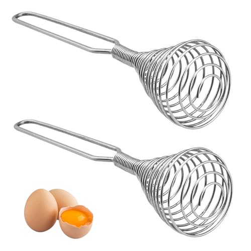 Batidor de, batidor francés de 2 piezas, de acero inoxidable, batidora de mano francesa para salsas, bobina pequeña portátil, batidores de para cocinar mezclar