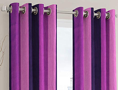 Image of Polyester Blend Long Crush Eyelet Window 5 ft Curtains (Purple) Set of 2