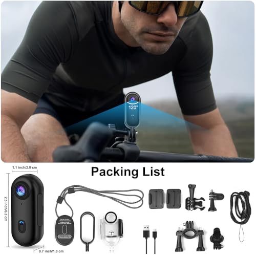 OBEST Cámara Acción 360° 1080P, Mini Camara Buceo Impermeable, WiFi Vlog Cámara Casco Moto Magnético Camera Deportiva Pequeña, POV Bodycam Video para Ciclismo Mascotas, Acc Multifuncion, Negro - imagen 7