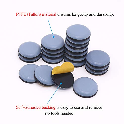 Shintop Furniture Glides, 20 Pieces Teflon Self Adhesive Chair Leg PTFE Sliders for Furniture Easy Movers