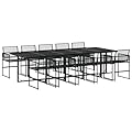 vidaXL Patio Dining Set 9 Piece, Garden Dining Furniture, Dining Table and Chair for Outdoor Backyard, Modern Style, Black Poly Rattan