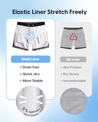 maamgic Mens Swim Trunks 5 Inch with Mesh Lining, Quick Dry Mens Bathing Suit, Swim Shorts for Swimming and Beach