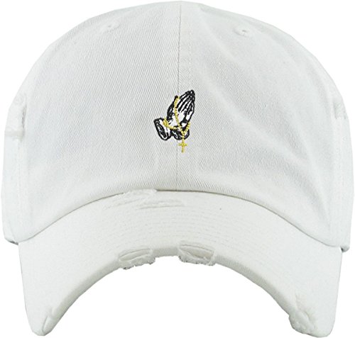 Image of KBETHOS Praying Hands Rosary Dad Hat Baseball Cap Unconstructed Polo Style Adjustable Unisex