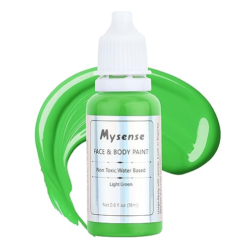 Mysense Light Green Face Body Paint,Water Based Washable Cream Body Paint for Adults and Children Halloween Elphaba Witch Gamora Costume Christmas Makeup,St Patricks Day Outfit Accessories,0.6oz