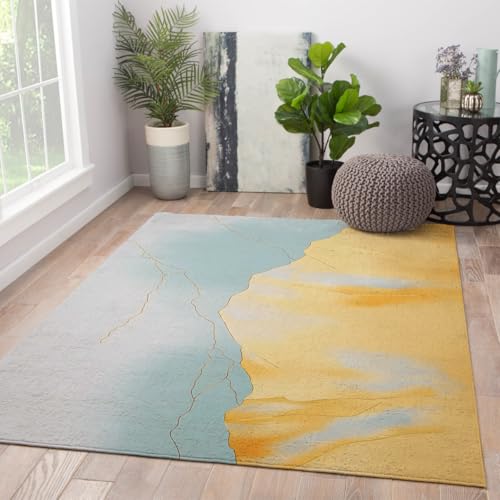 抽象的なアートスタイル-エリアラグモダンな山と空のパターン洗えるローパイルカーペットオフィス寝室リビングルーム用折りたたみ式 180x270cm
