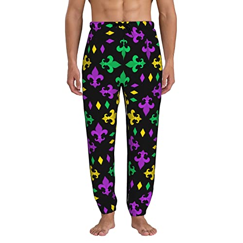 Oaieltj Pantalones deportivos para hombre, diseño de flores de Mardi Gras, elásticos, informales, disfraz de entrenamiento, Flores de Mardi Gras, 3XL