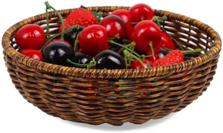 ORDELITE Fruit Baskets Bowl for Kitchen Counter, Small Round Brea...
