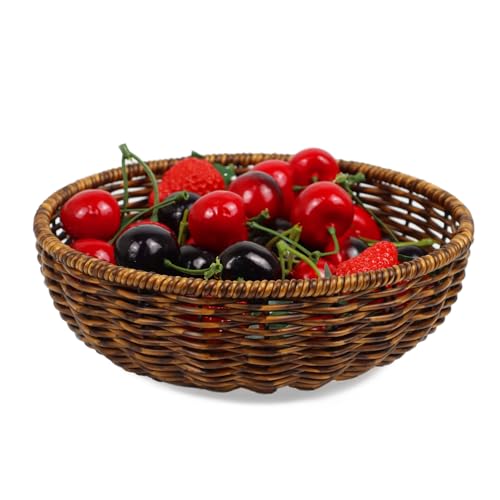 ORDELITE Fruit Baskets Bowl for Kitchen Counter, Small Round Bread