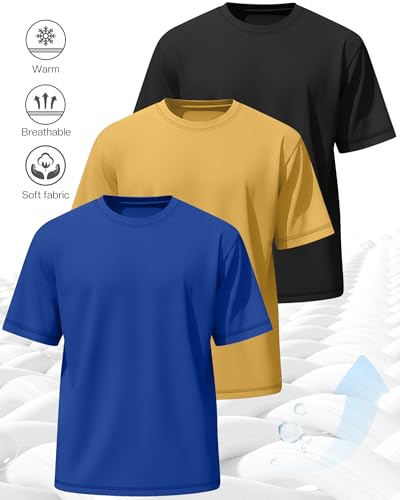 Image of Neer 3 Pack Big and Tall T-Shirts for Men L-7xl Tops | Large Casual Stretch Workout Tees, Short Sleeve Crewneck Oversized Shirts, Classic Summer Outfits, Comfy Basic Loose Clothes