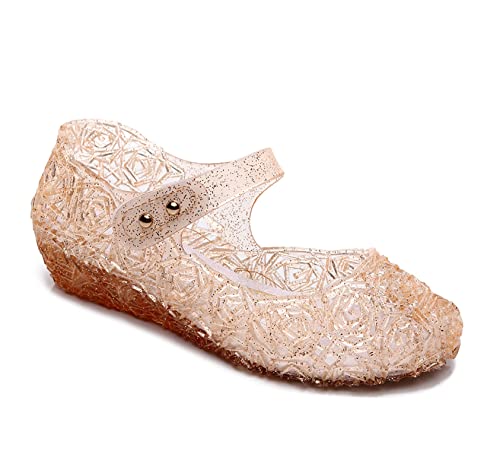 Image of Girls Jelly Sandals, Princess Dress Shoes for Toddler Girl Size 9, Queen Dance Party Cosplay Jellies Flat Costumes Mary Jane